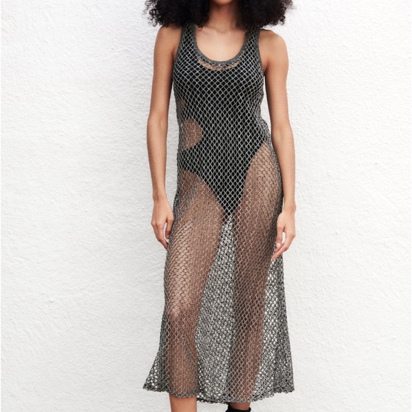 Zara LONG MESH DRESS - Picture 1 of 8